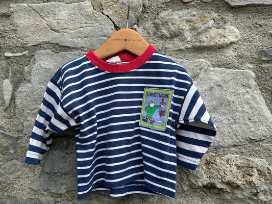 80s plongee marine stripy top 3-6m (62-68cm)