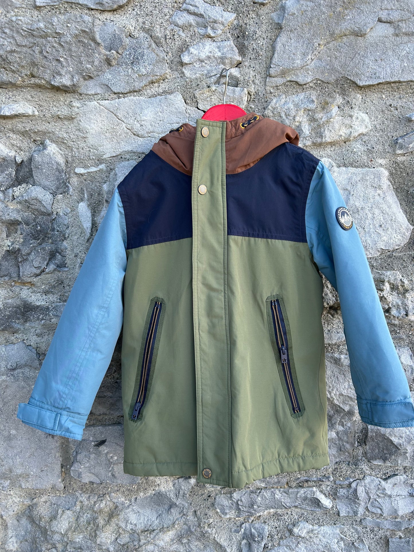 Khaki colourblock borg fleece jacket  5-6y (110-116cm)