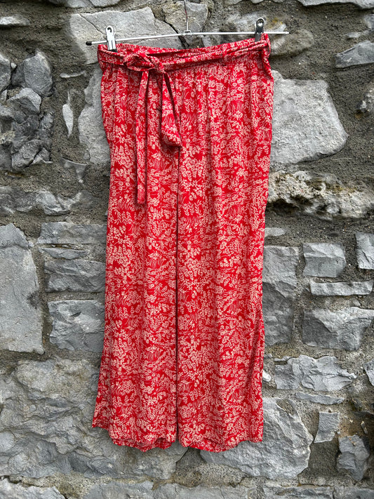 Red botanic print pants uk 10