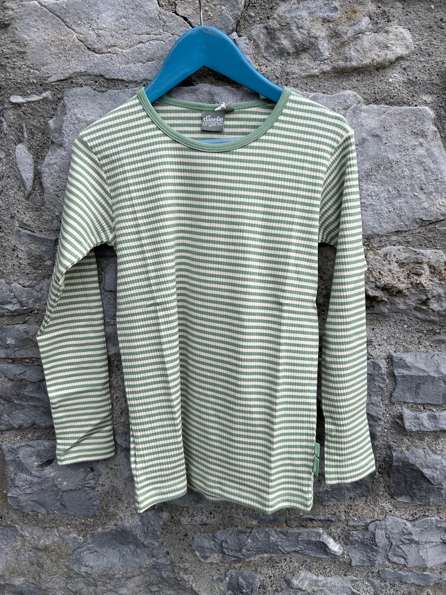 Sage stripy ribbed top  8-9y (128-134cm)