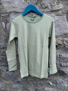 Sage stripy ribbed top  8-9y (128-134cm)