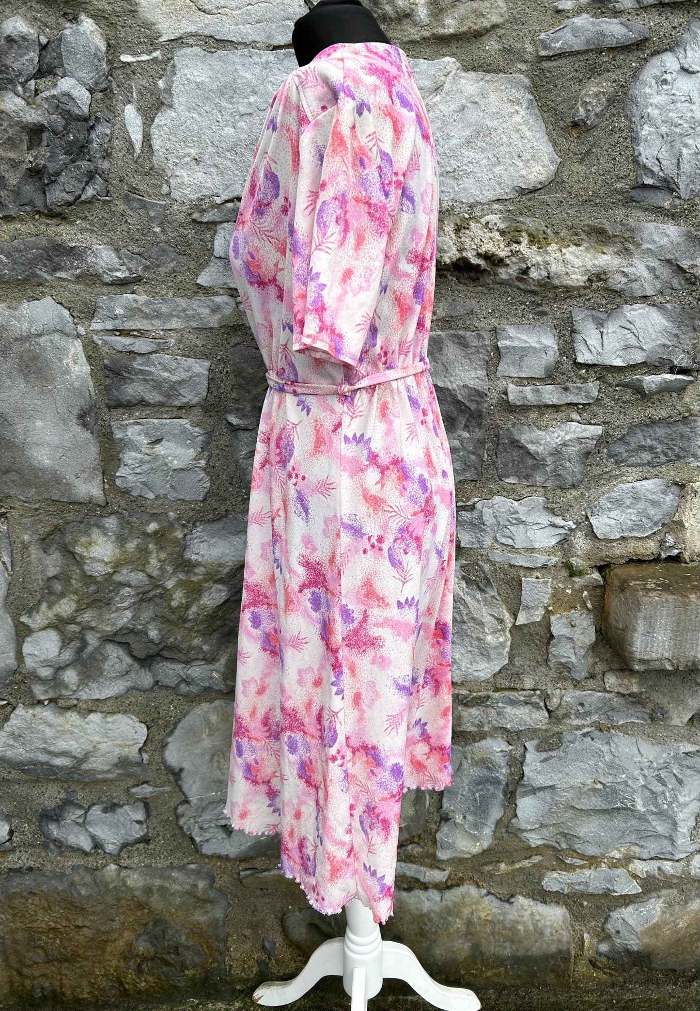 70s pink floral dress uk 10-12