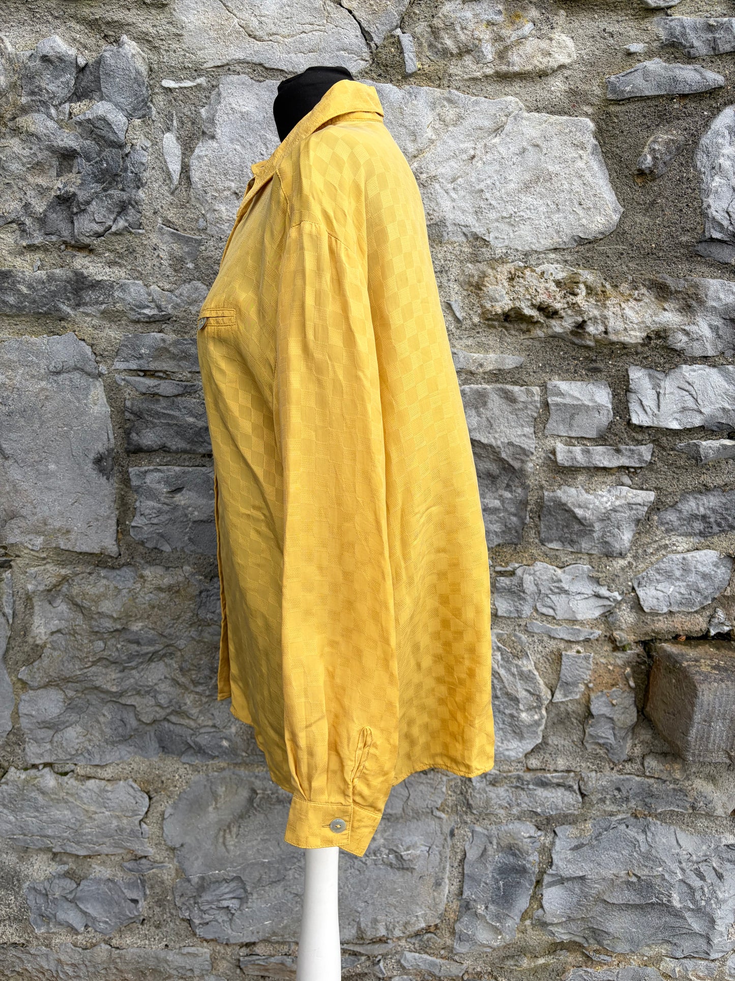 80s yellow squares blouse uk 14