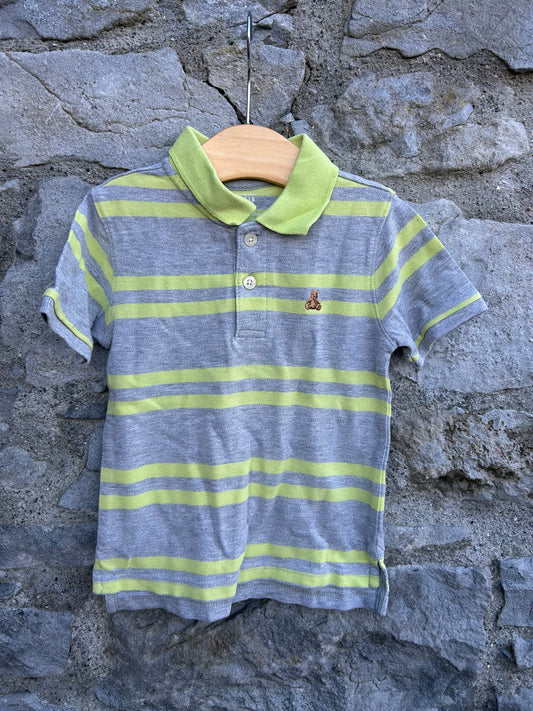 Grey&lime polo top  18-24m (86-92cm)