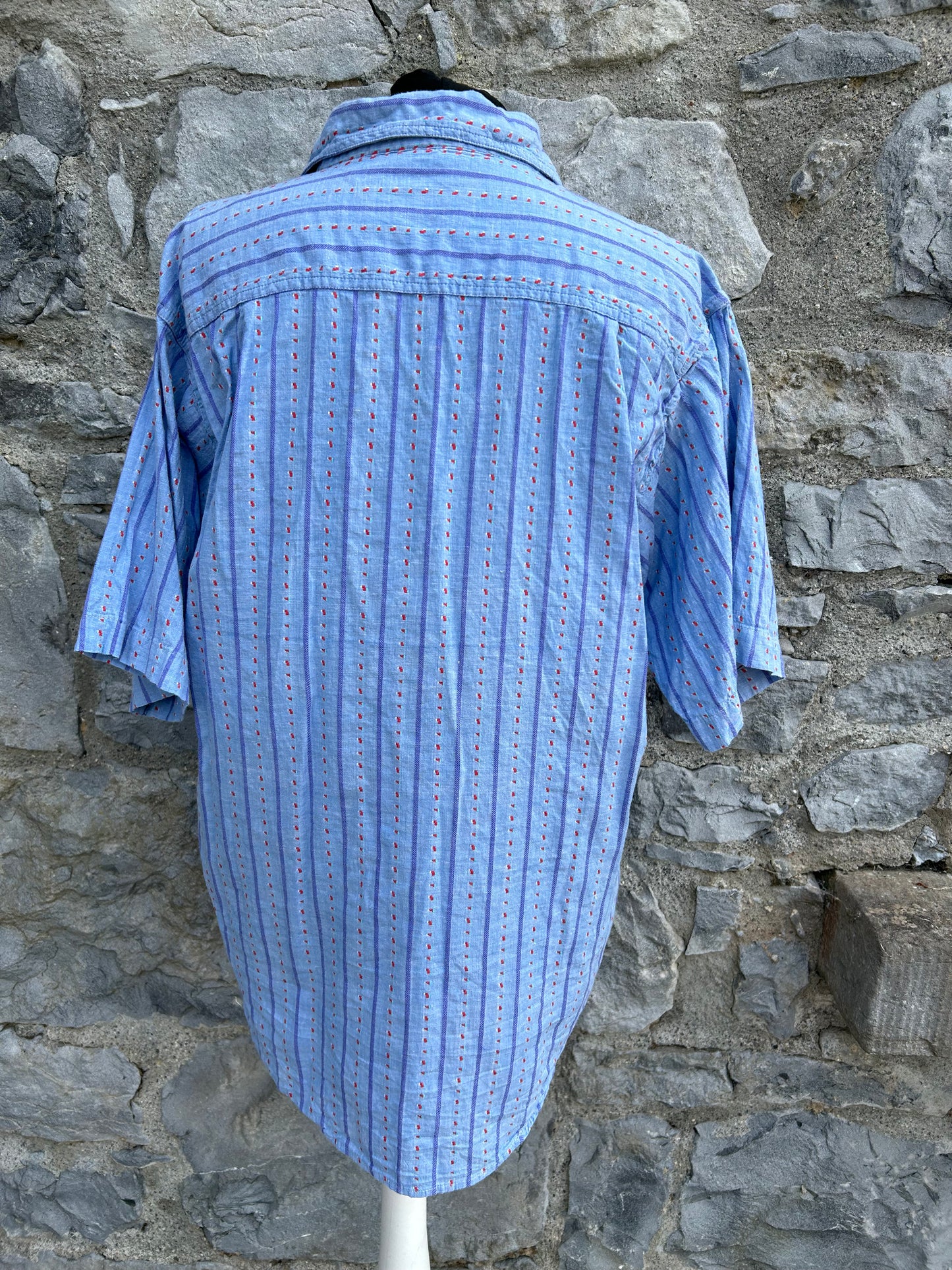 80s blue stripy shirt S/M men