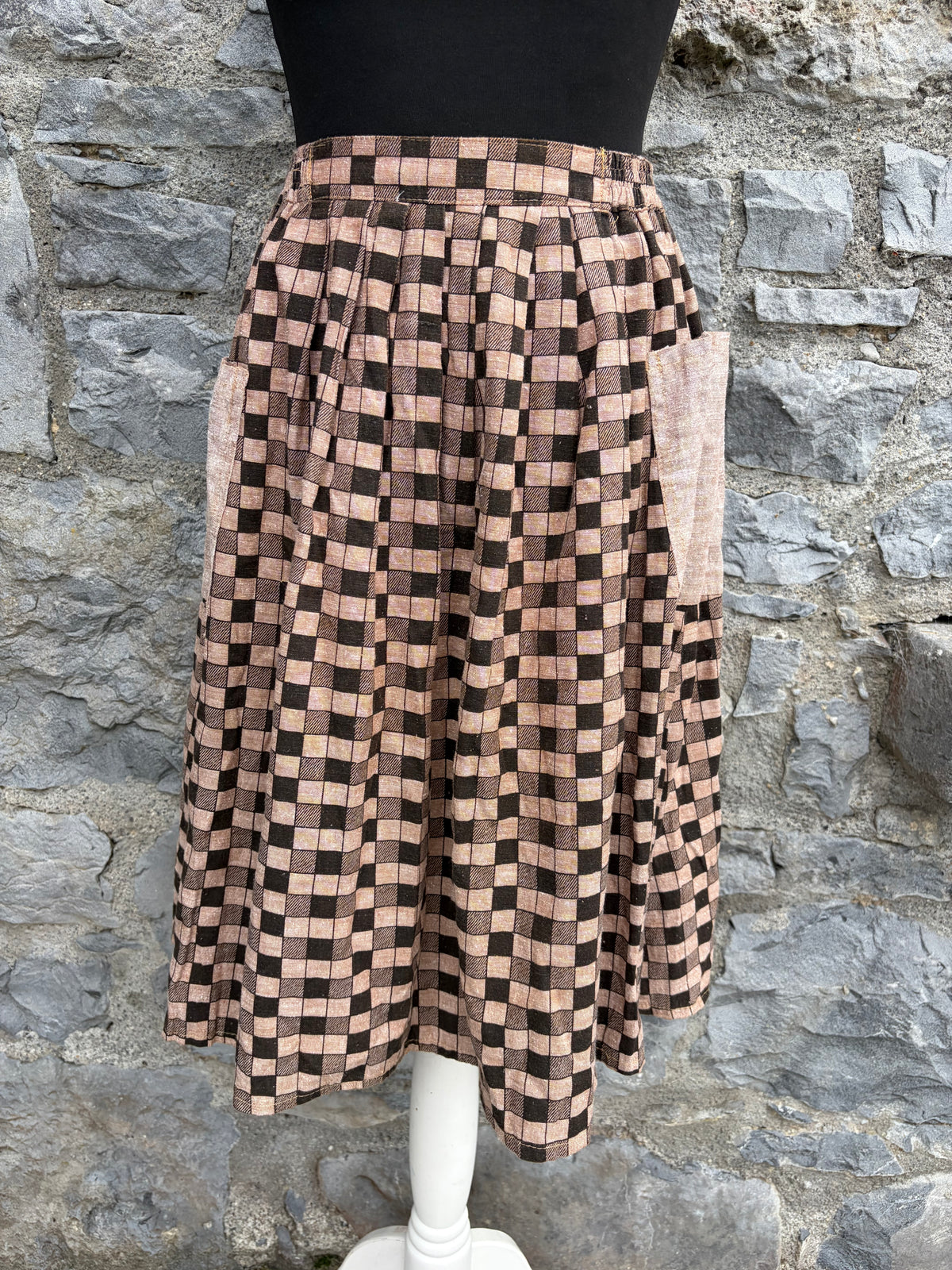 90s brown check skirt uk 6-8