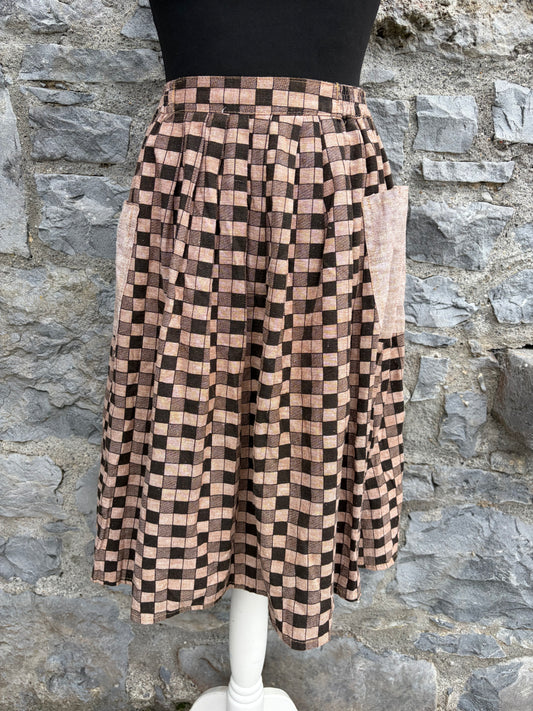 90s brown check skirt uk 6-8
