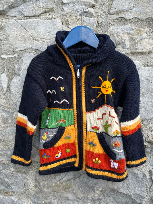 Navy Peruvian cardigan  3-4y (98-104cm)