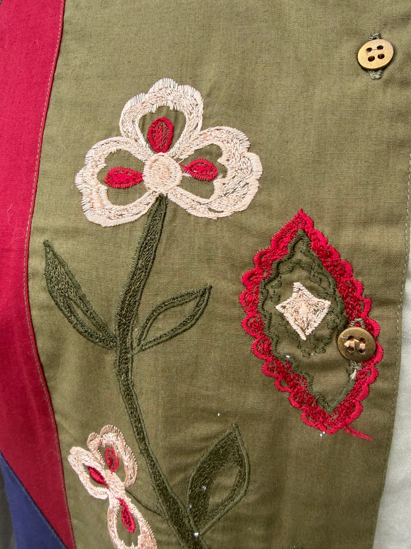 80s embroidered panel blouse uk 8-10