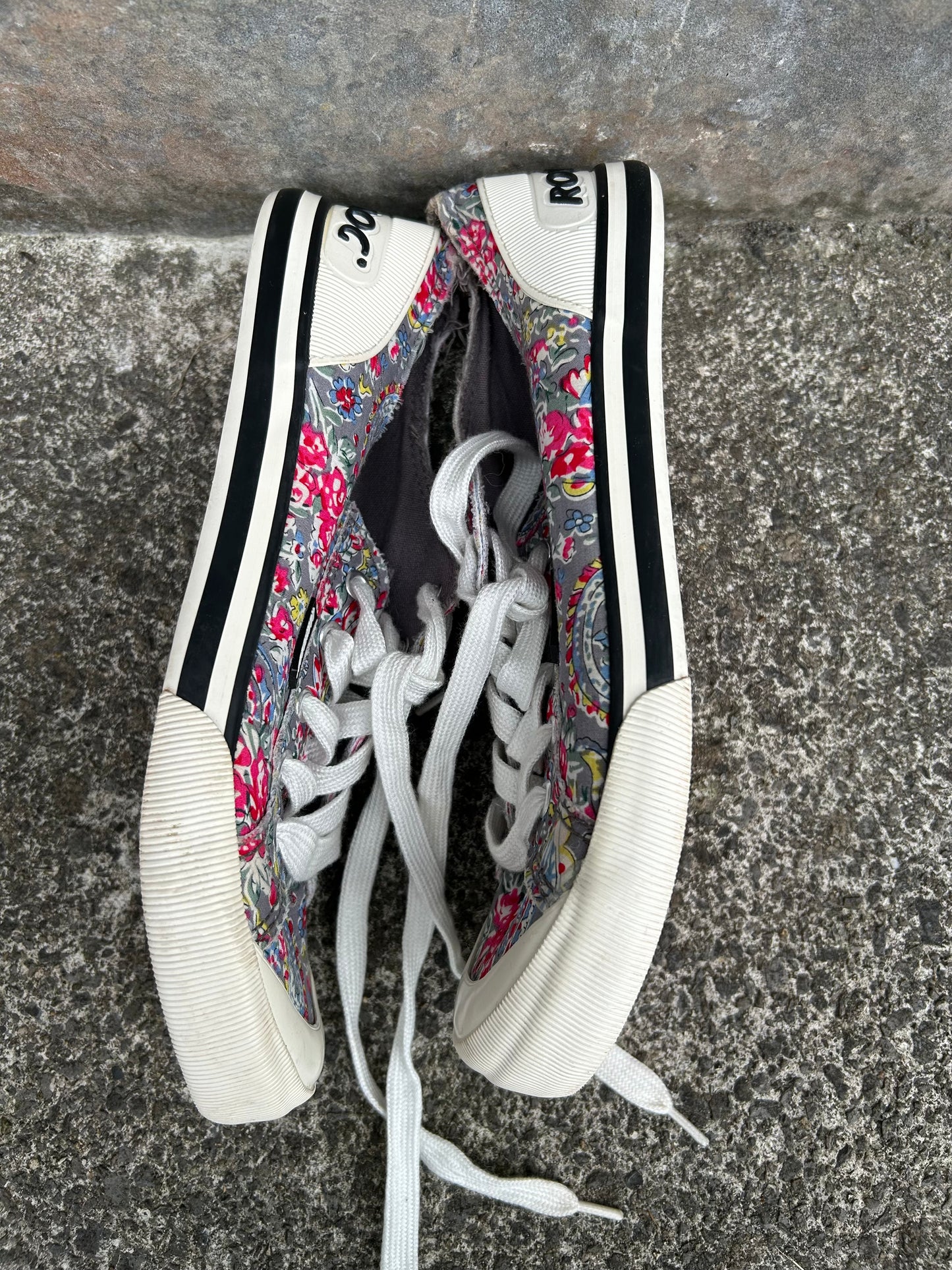 Grey floral canvas trainers  uk 7 (eu 40)