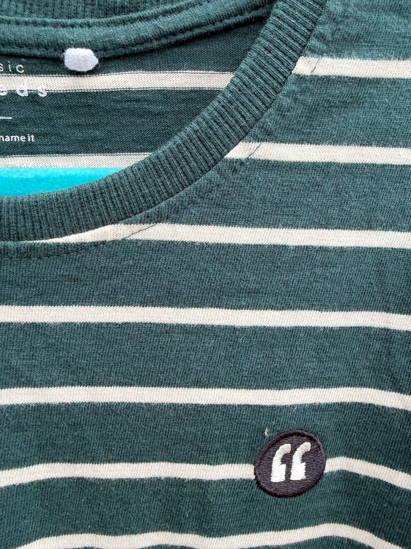 Forest green stripy top  11-12y (146-152cm)