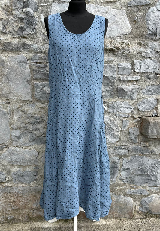 Spotty blue linen dress uk 12