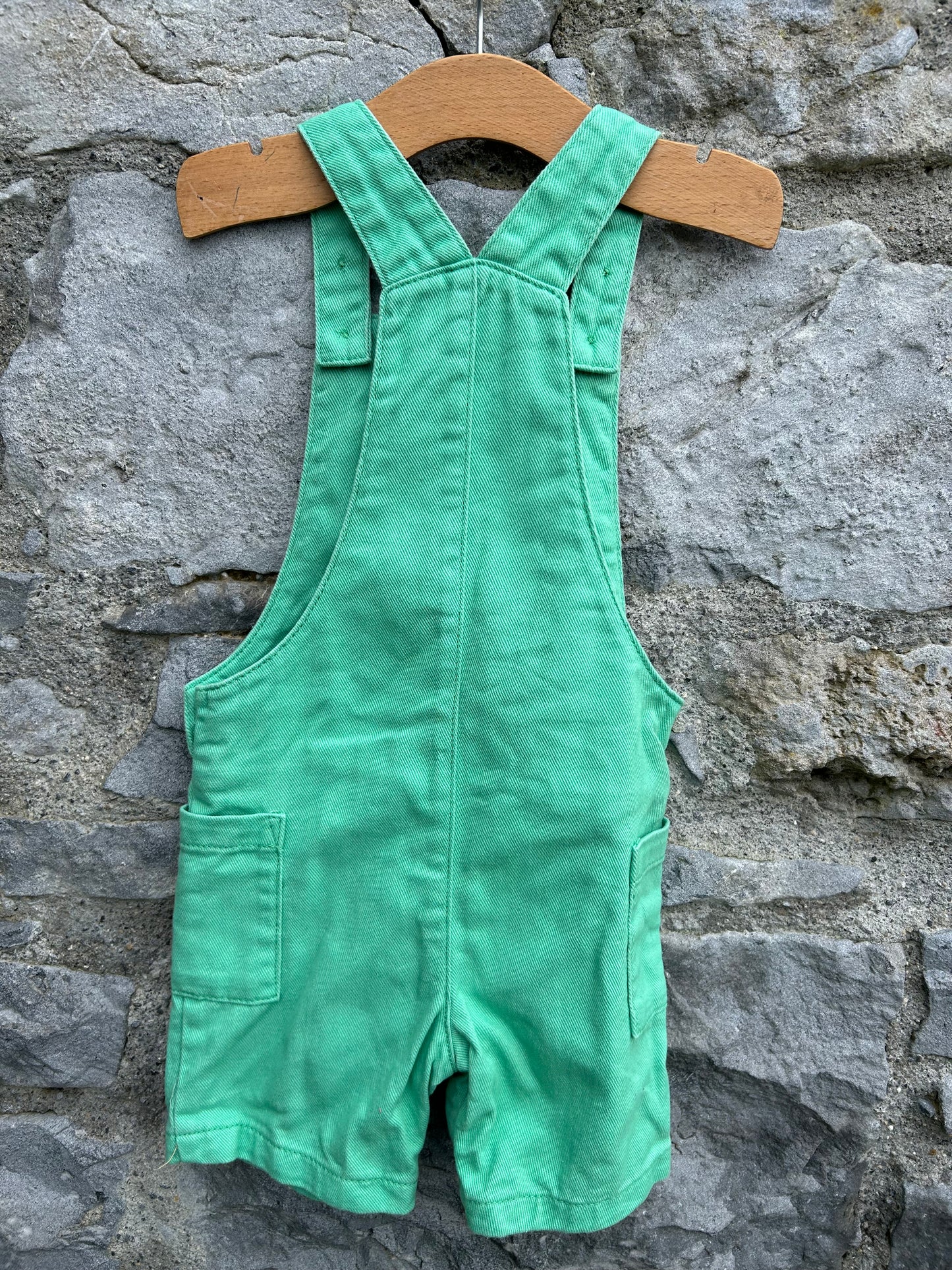 Green short denim dungarees 12-18m (80-86cm)