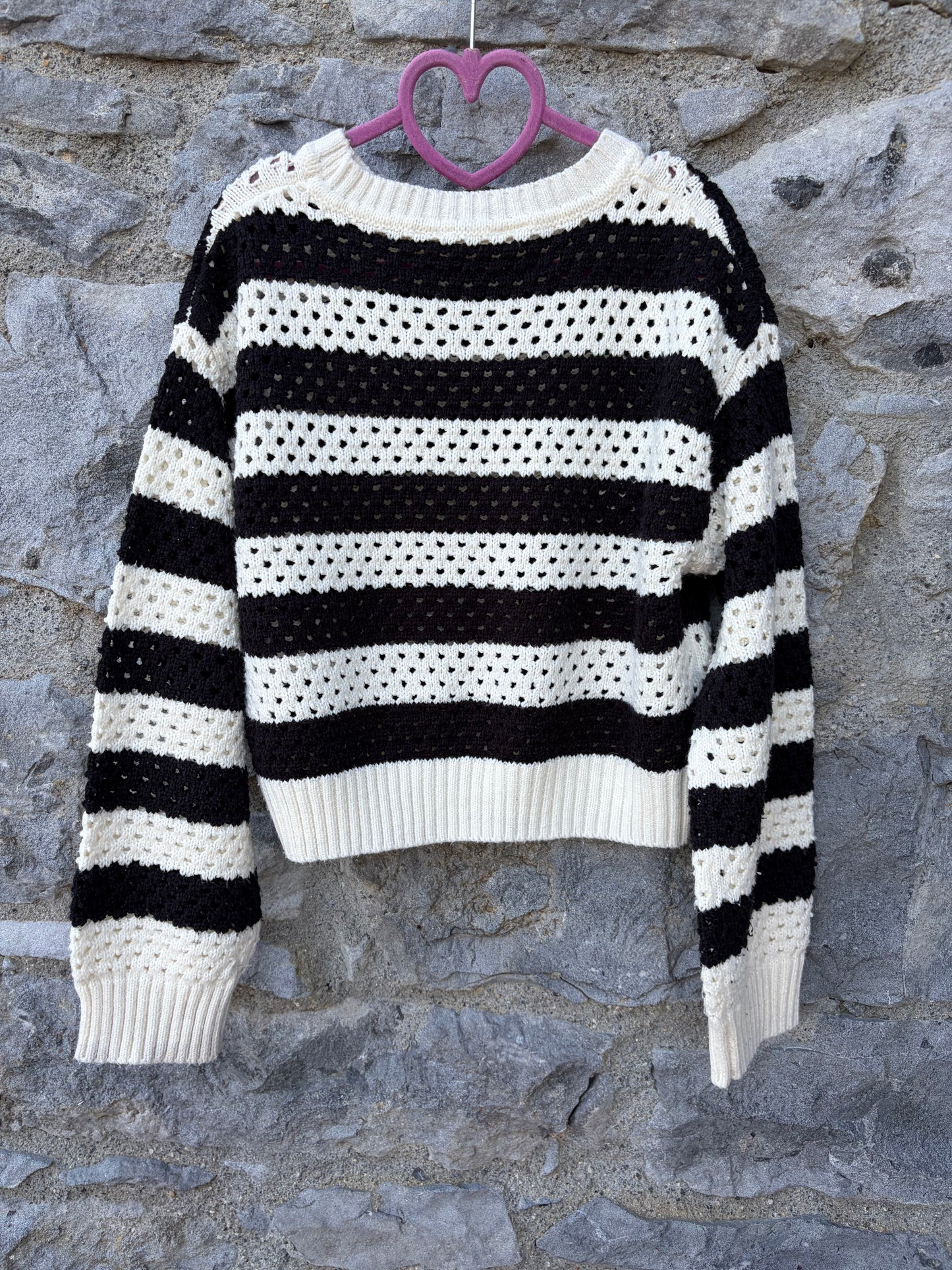 Black&white pointelle cropped jumper  11-12y (146-152cm)