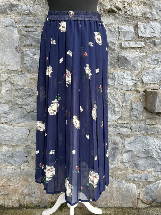 90s floral navy sheer skirt uk 8-10