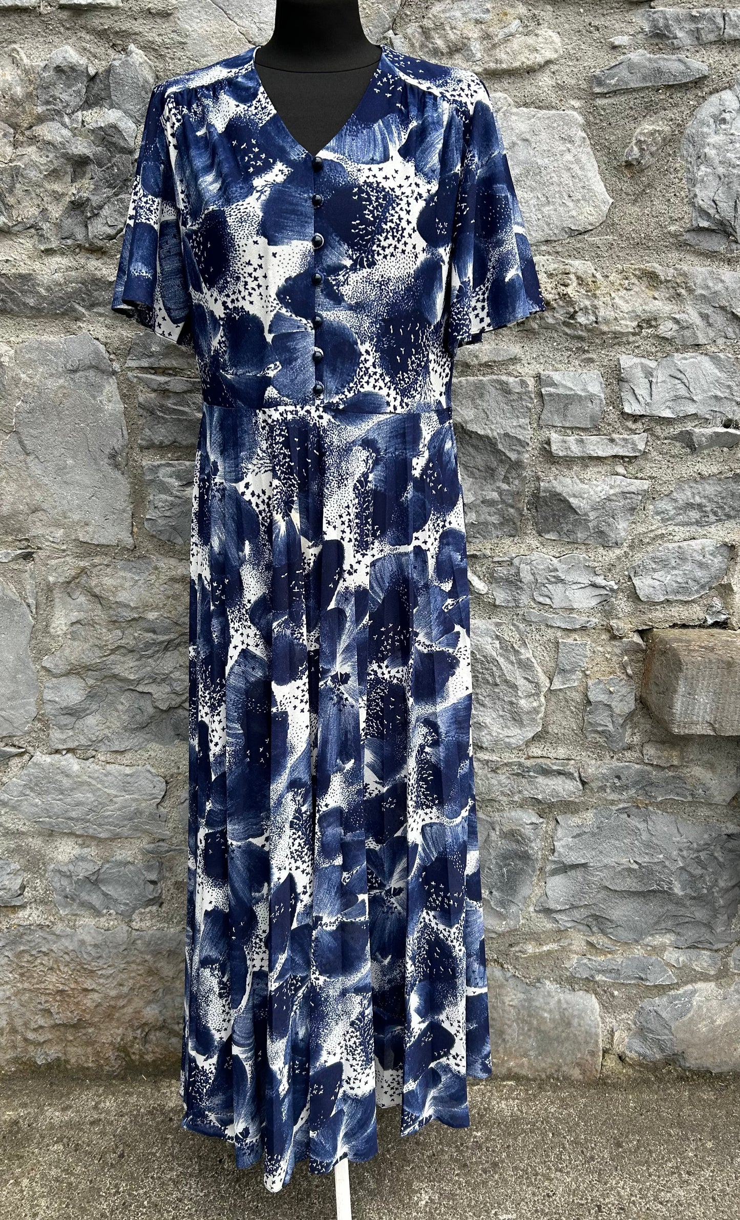 70s Blue&navy maxi dress uk 12