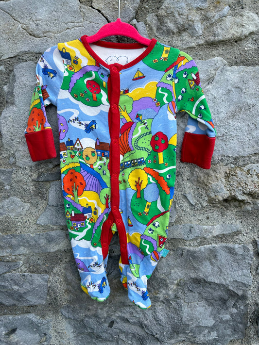 Colourful village onesie  0-1m (50-56cm)