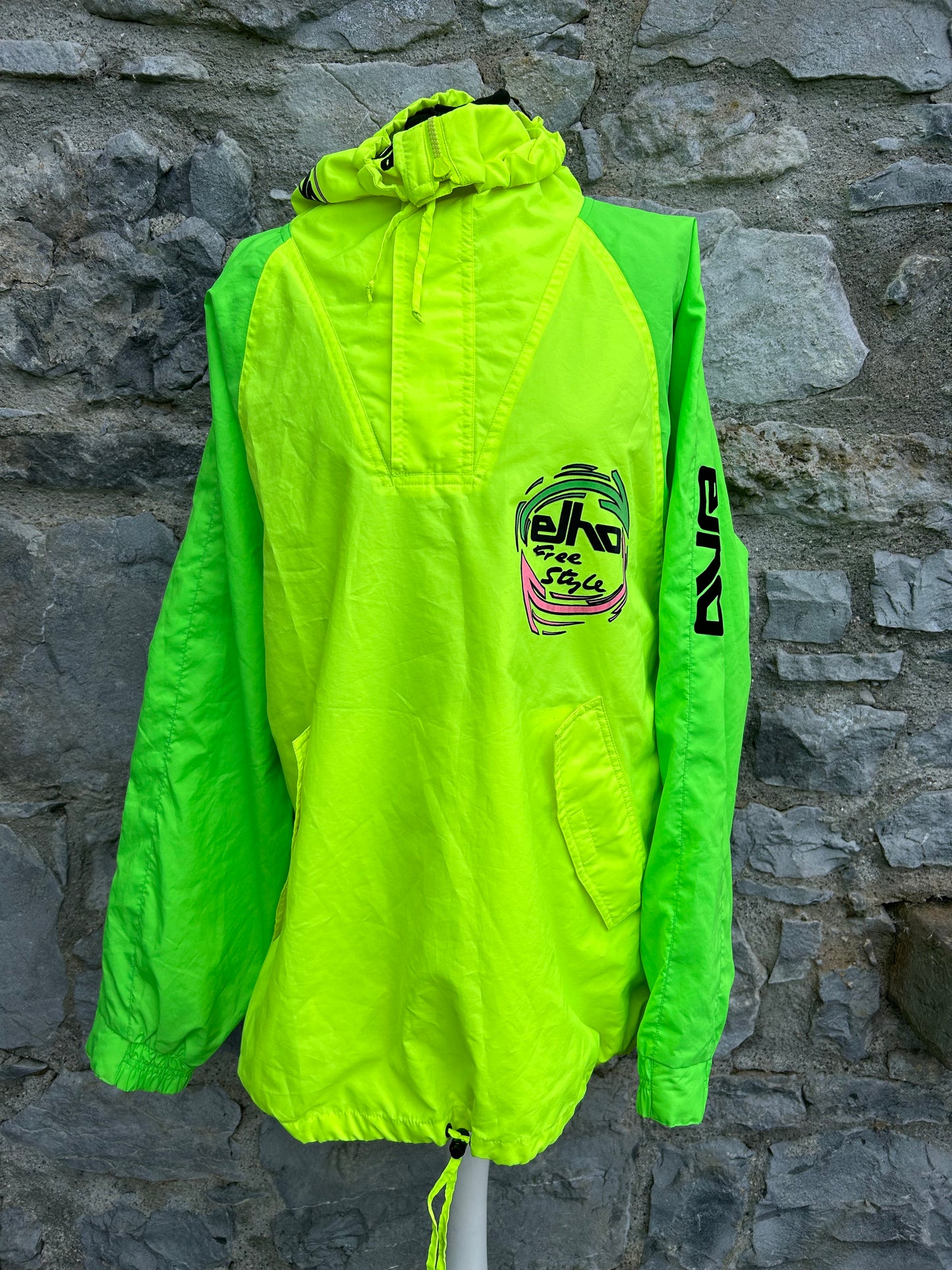 90s green neon half zip jacket Large