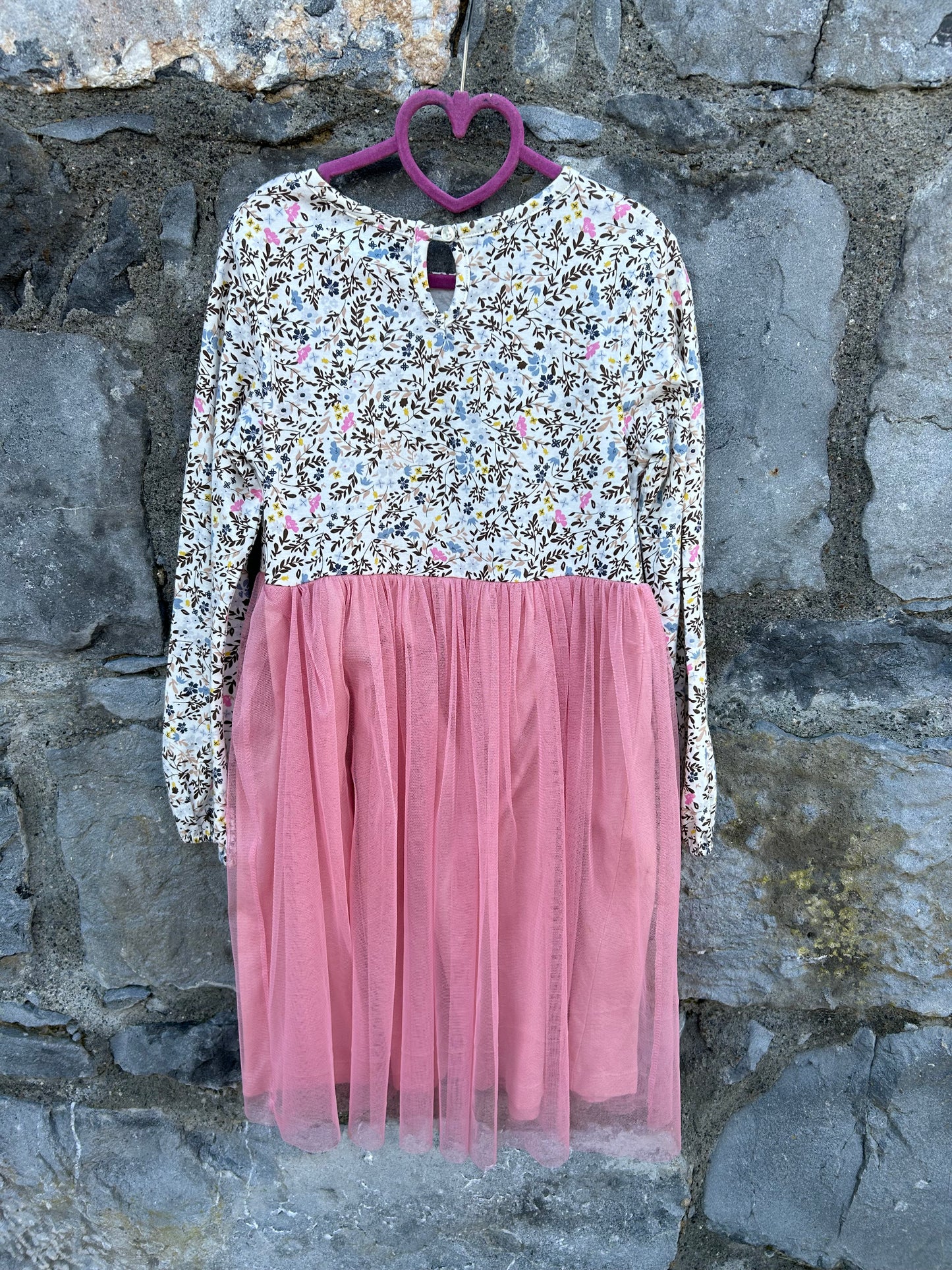 Floral&pink tulle dress  7-8y (122-128cm)