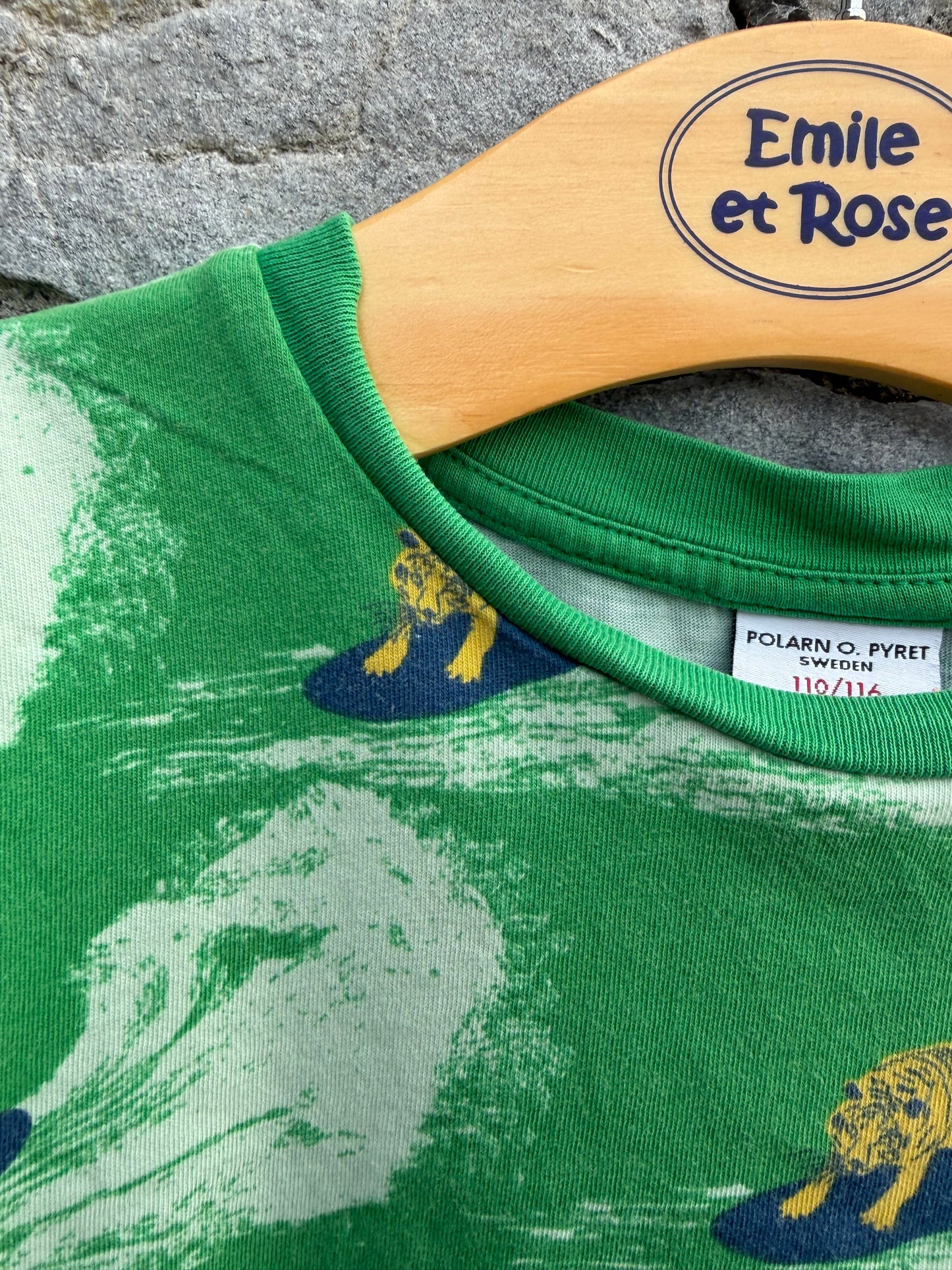 PoP Surfing tigers green T-shirt 5y (110cm)