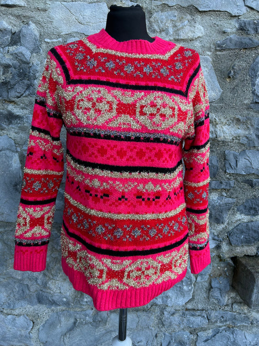 Gold&red Christmas jumper uk 8