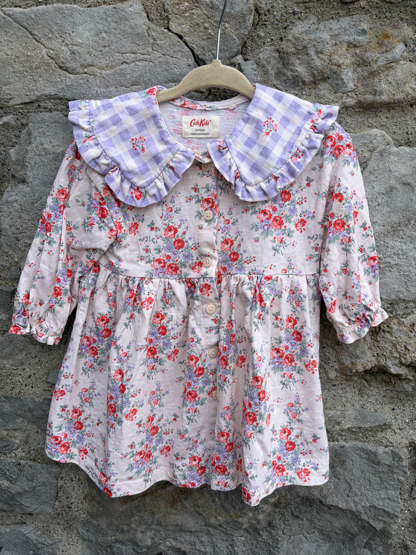 Pink floral collared dress  6-9m (68-74cm)