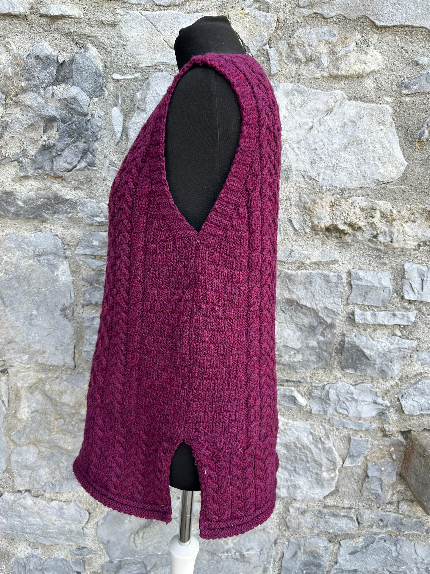 Maroon Aran style gilet uk 14