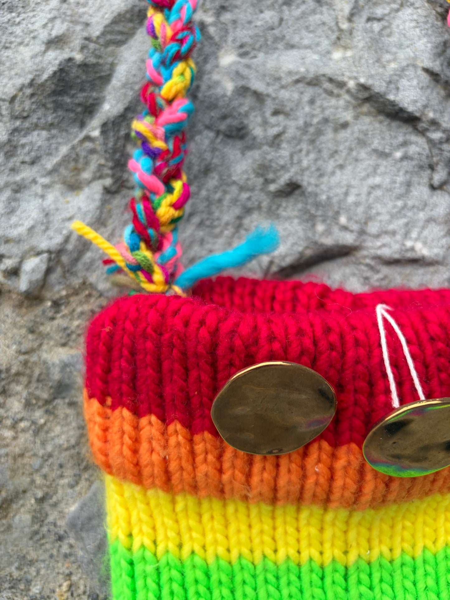 Rainbow knitted bag
