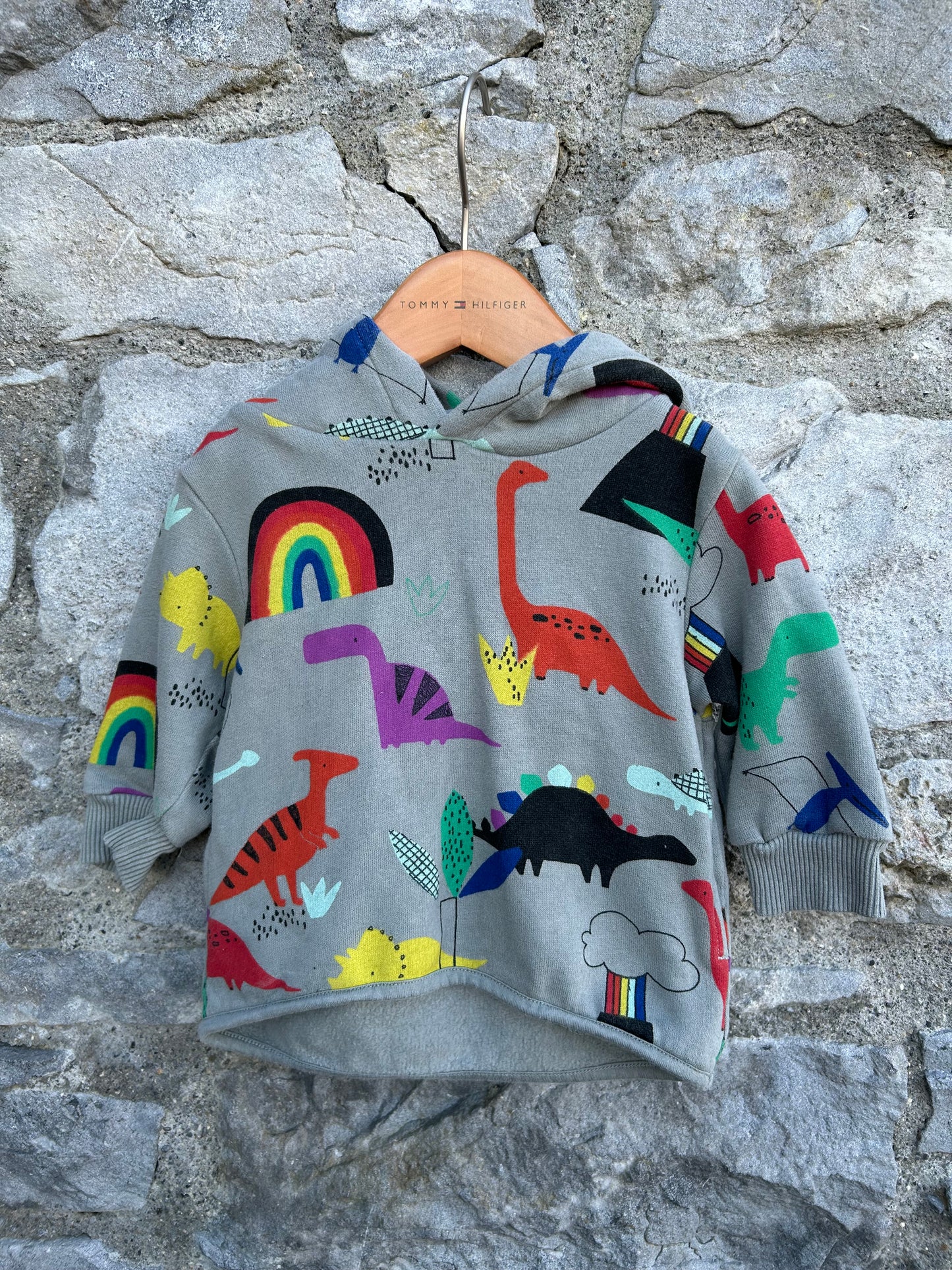 Dinosaurs&rainbows grey hoodie  6-9m (68-74cm)