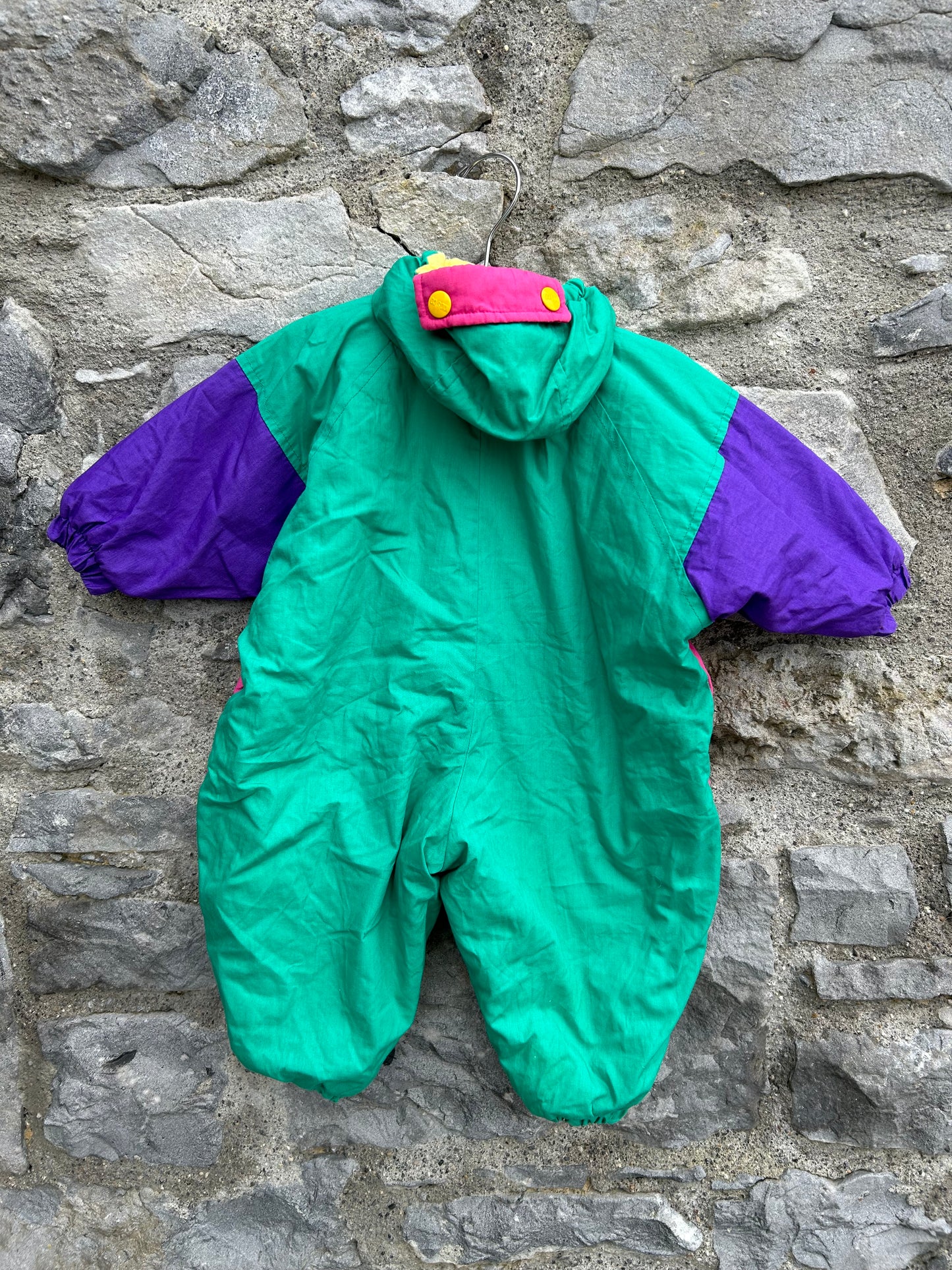 80s Green&pink winter suit  3-6m (62-68cm)