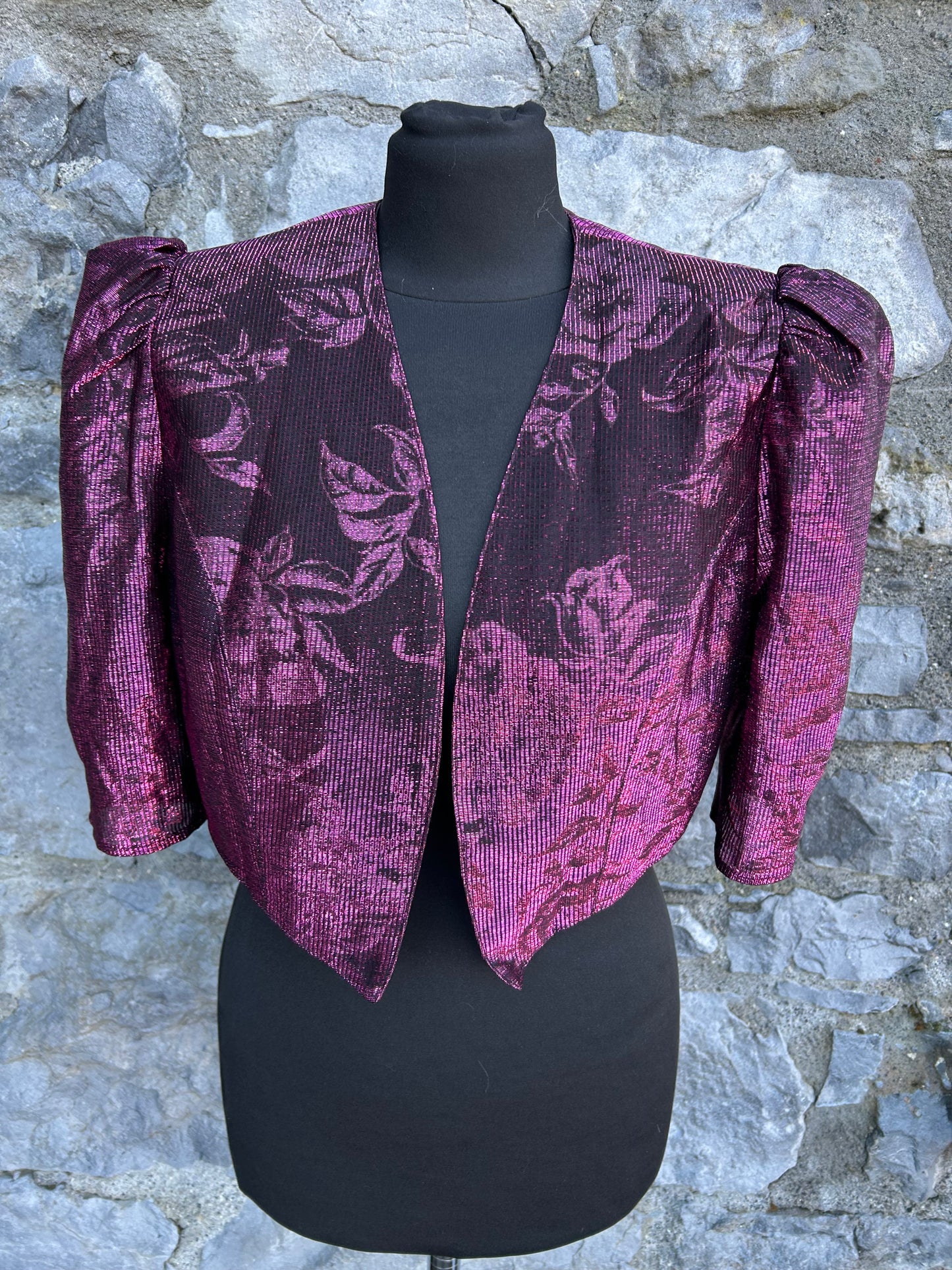 80s purple floral bolero uk 12