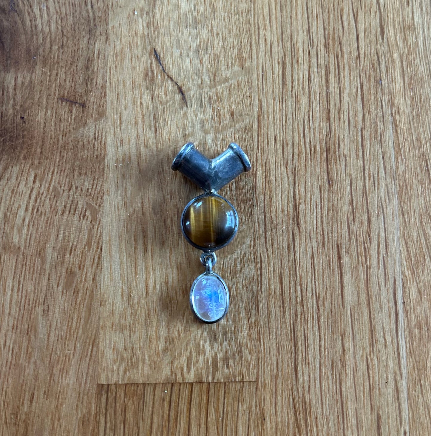 Brown&pink silver pendant