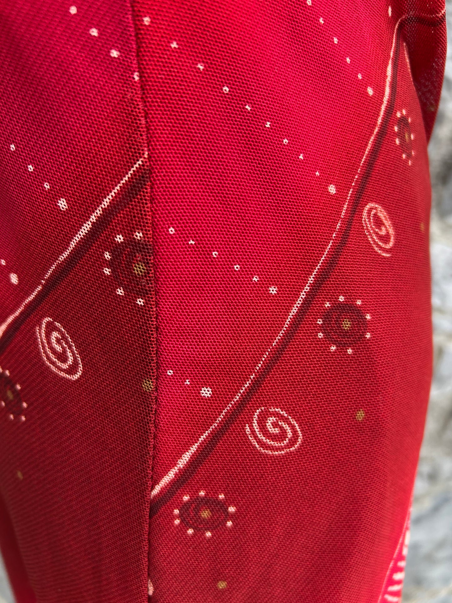 Y2K red stripy geometric dress uk 8