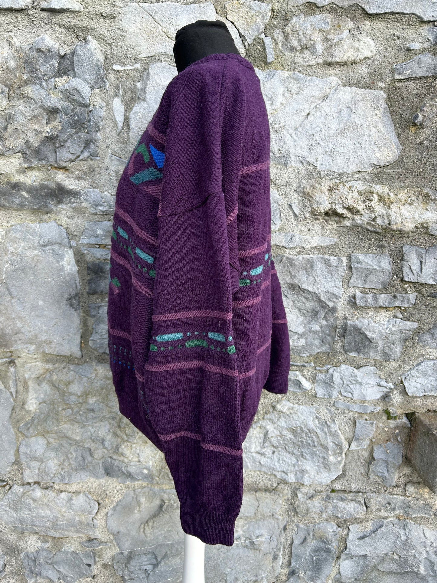 80s geometric purple jumper Medium