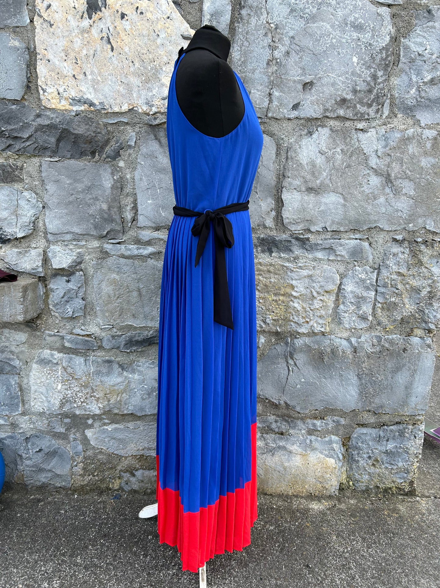 Blue pleated maxi dress uk 8-10