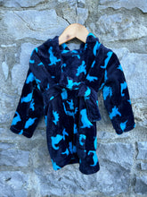 Load image into Gallery viewer, Navy fleece dinosaurs gown   6-9m (68-74cm)
