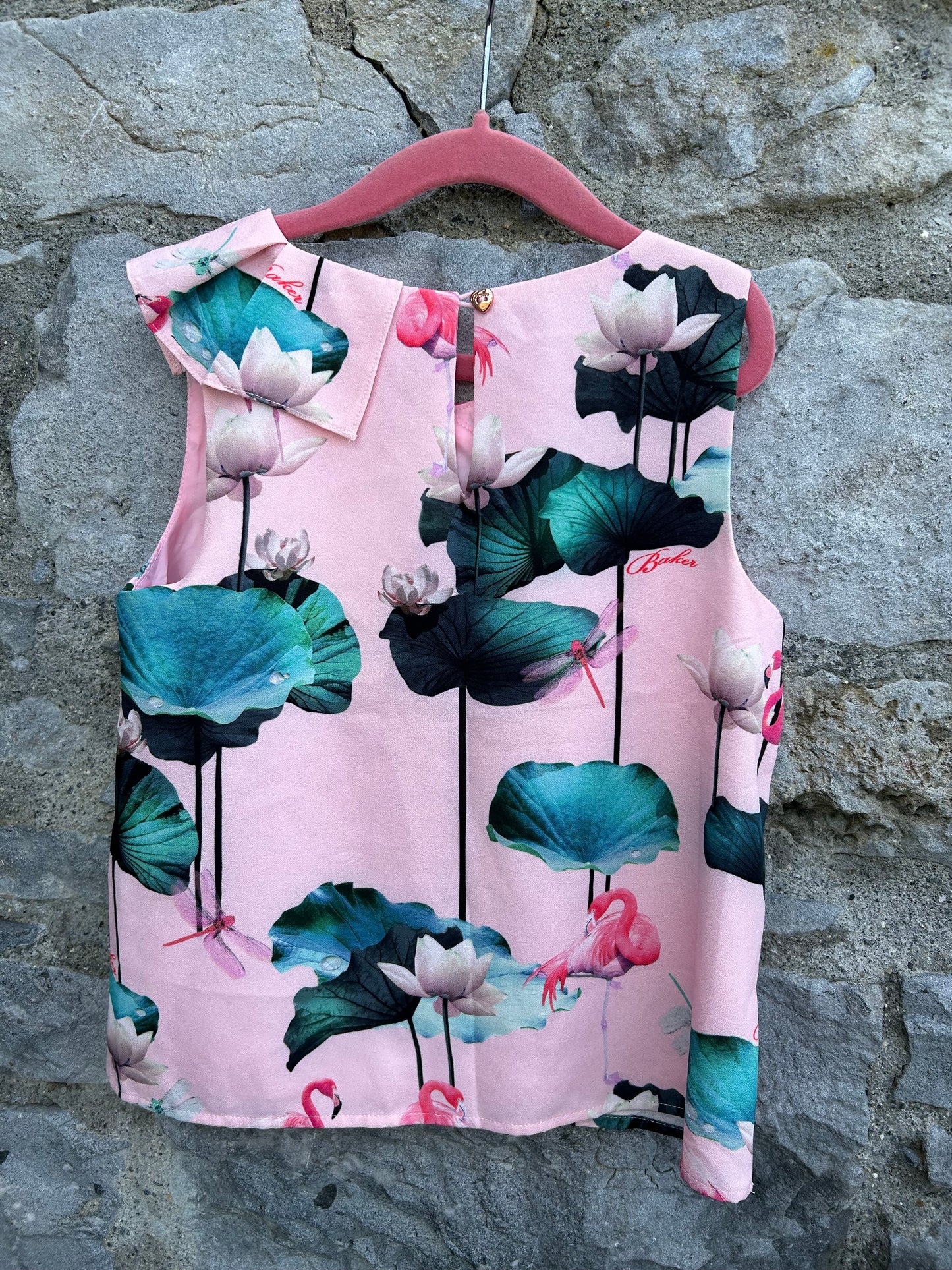 Water lilies&flamingo top  9y (134cm)