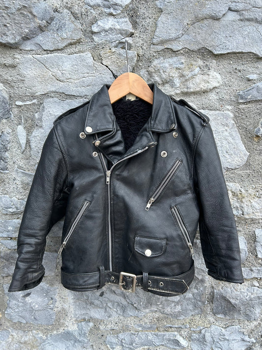 90s leather biker jacket   4-5y (104-110cm)