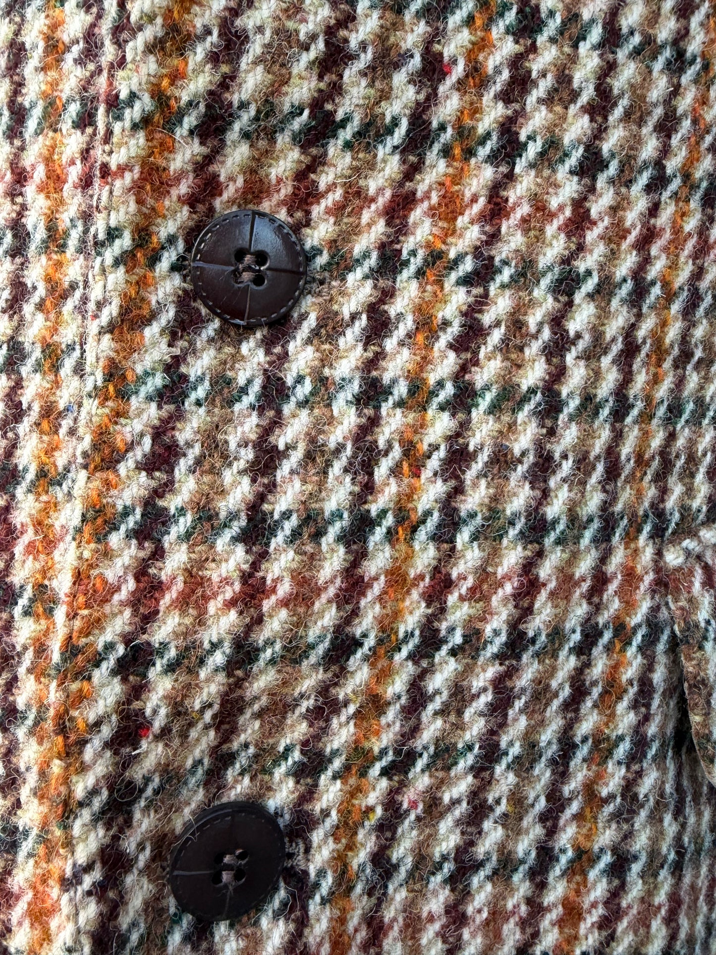 80s brown houndstooth&gunclub check tweed blazer L-XL men