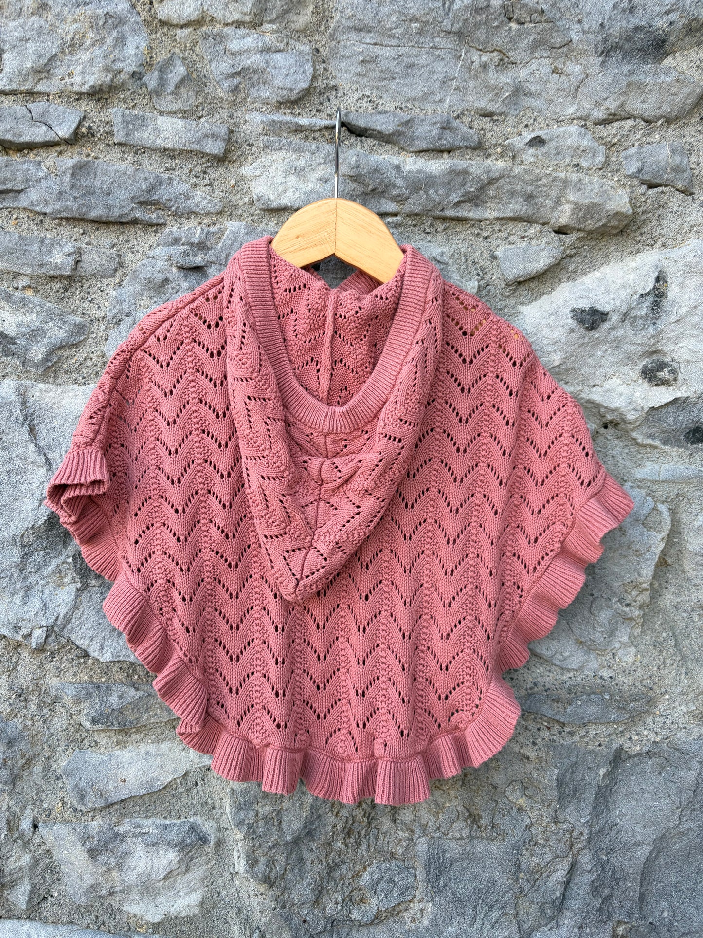 Coral pointelle poncho  18-24m (86-92cm)