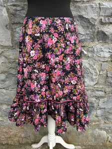 80s folk pink flowers skirt uk 10-12