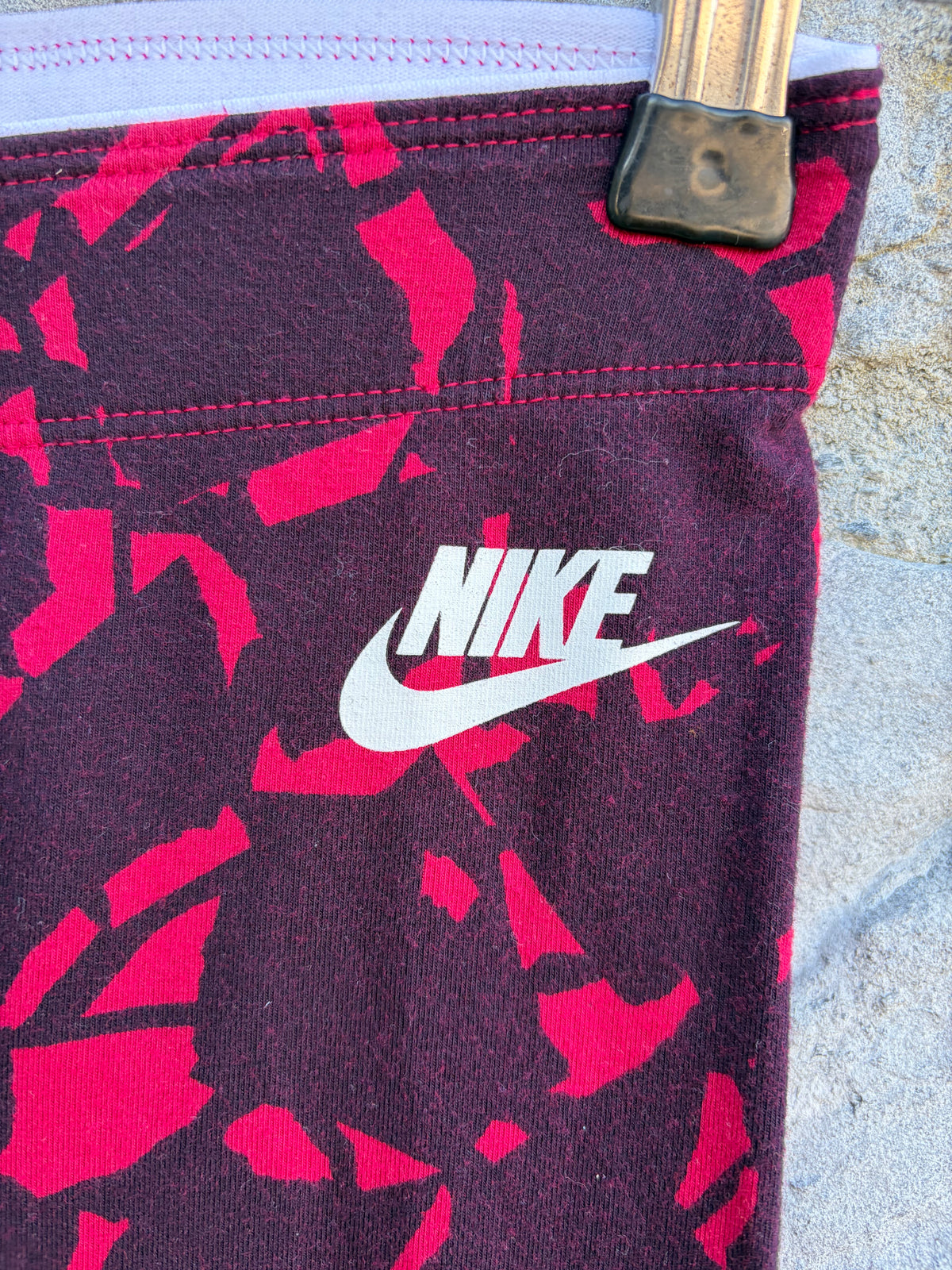 Pink&maroon abstract cropped leggings  12-13y (152-158cm)