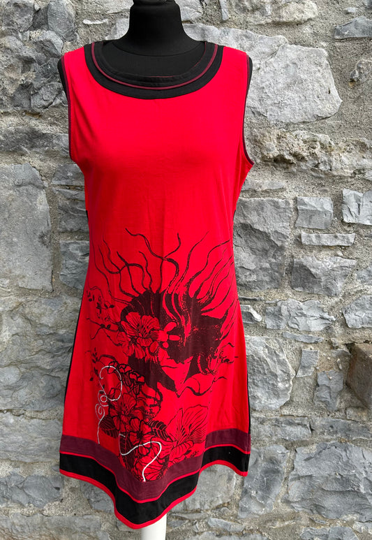 Black&red floral dress uk 12