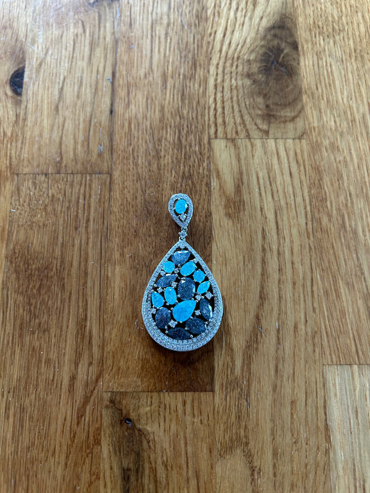 Silver&blue stones drop pendant