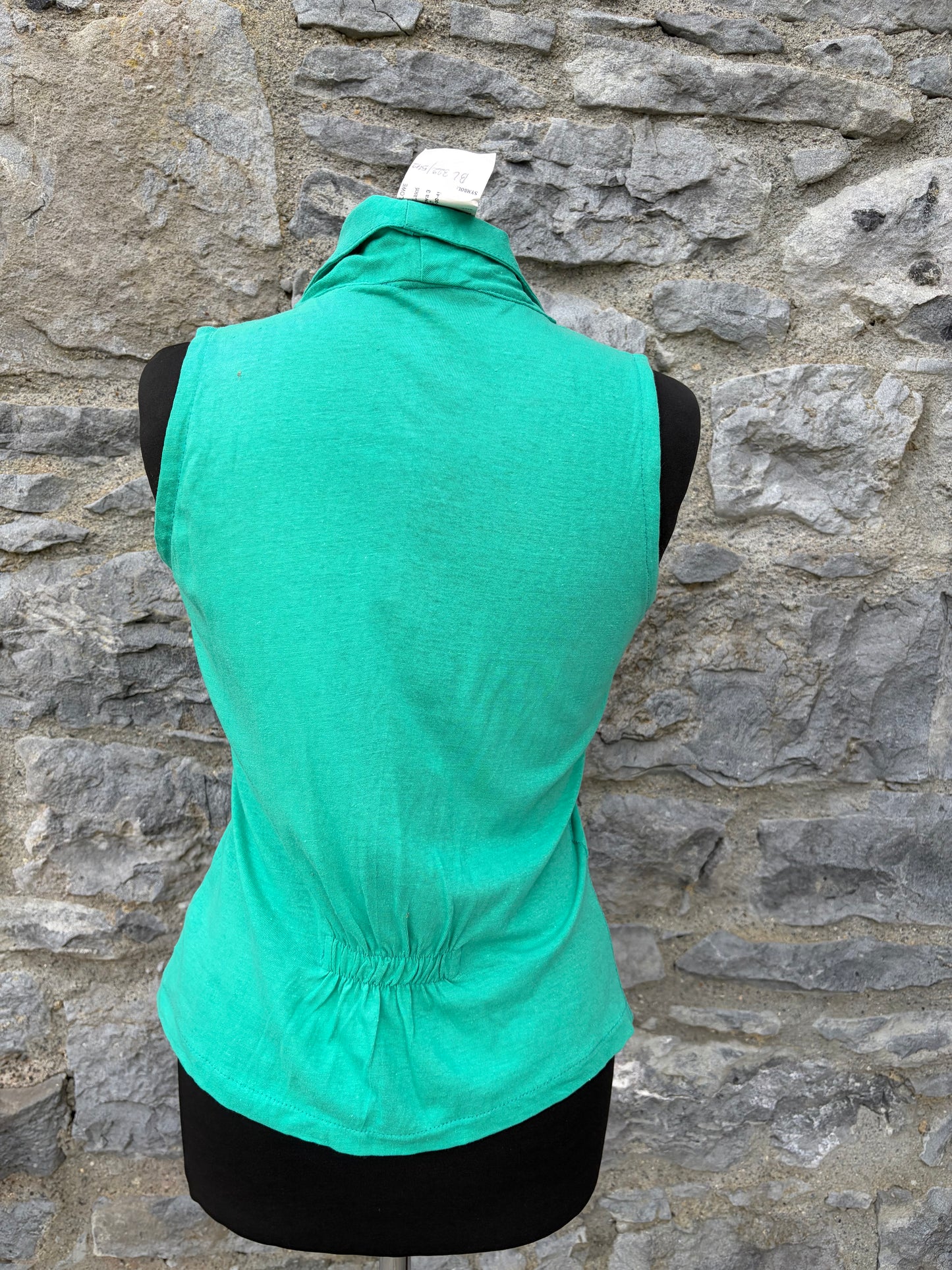 80s green waistcoat top uk 8-10