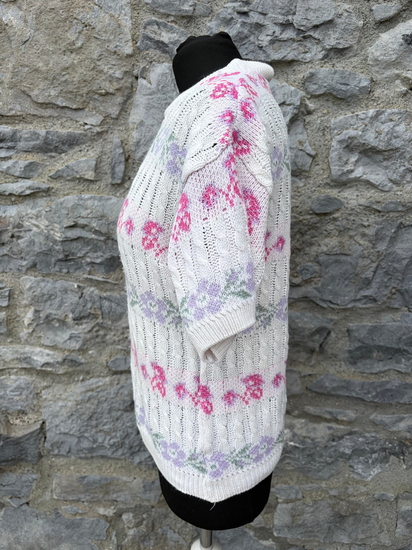 80s floral stripes knitted top uk 8-10