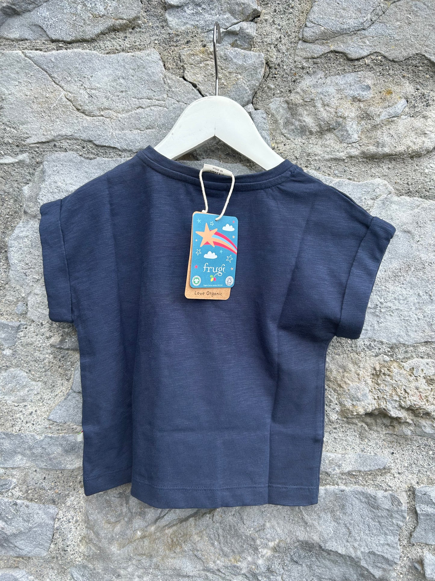 Embroidered rainbow navy box top 3-4y (98-104cm)