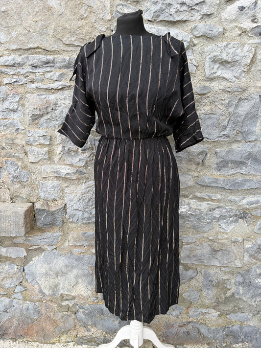 80s black&gold stripy dress uk 6-8