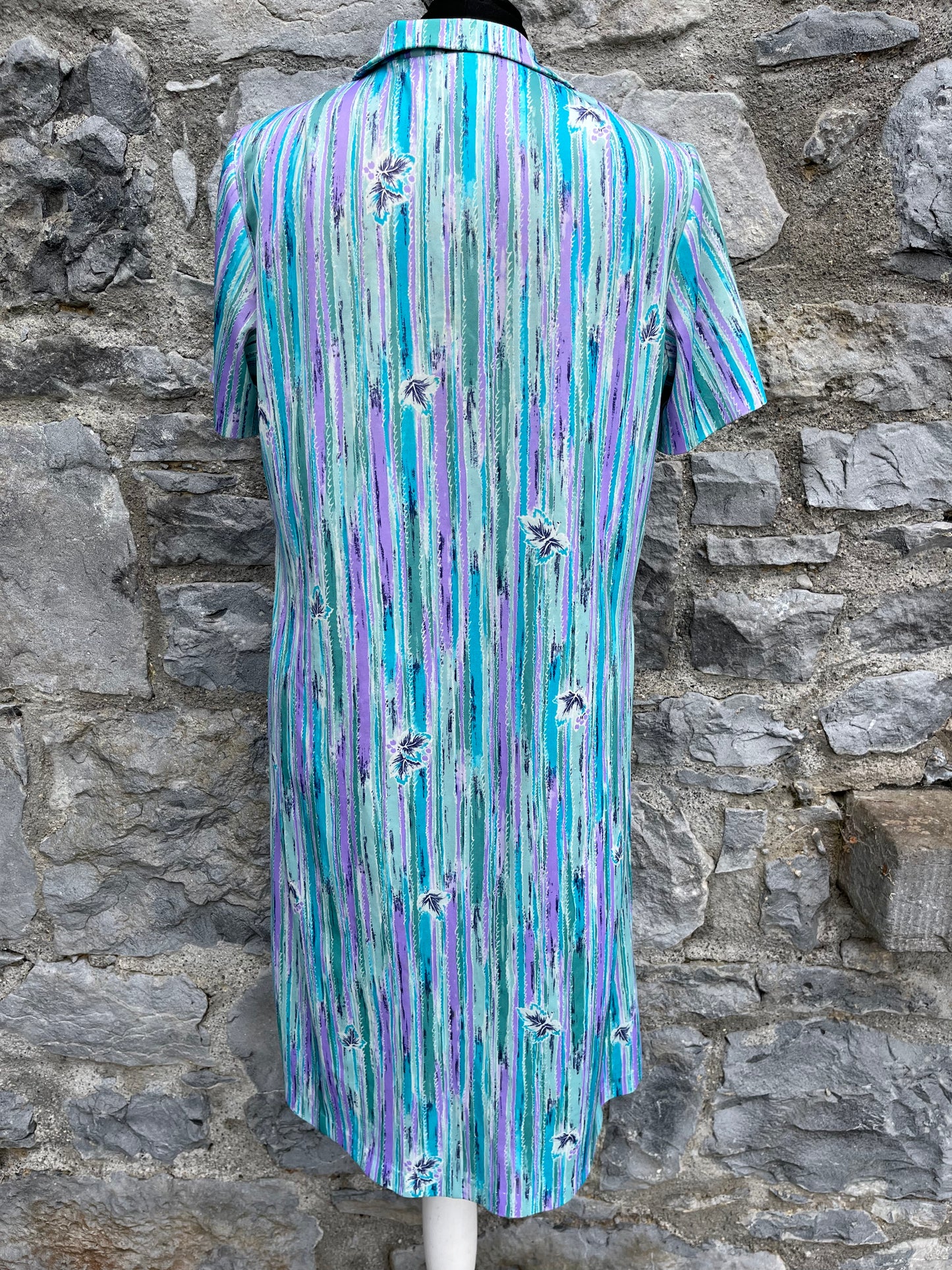 80s Teal&purple stripe dress uk 12