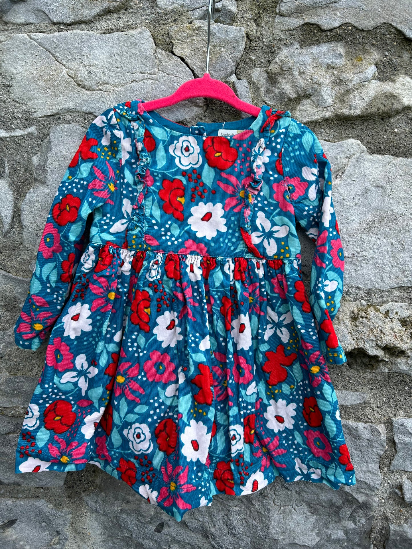 Blue&pink flowers cord dress  12-18m (80-86cm)